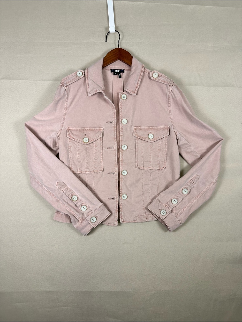 PAIGE Pacey Jacket in Vintage Pink Utility Cargo Crop - Size M Medium - Picture 2 of 8